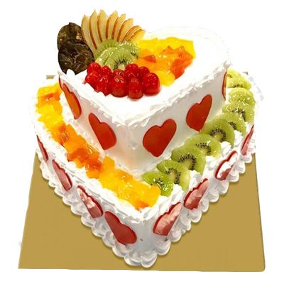 2 Tier Heart Shape Fruit Cake
