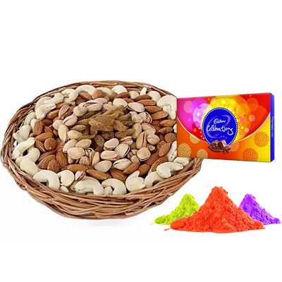 Mix Dry Fruits with Gulal & Celebration