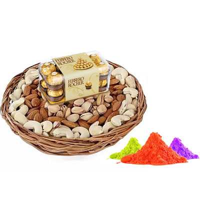 Mix Dry Fruits with Gulal & Ferrero
