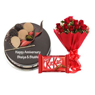 Chocolate Cake, Bouquet & Kitkat