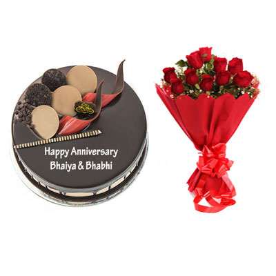 Chocolate Cake & Bouquet