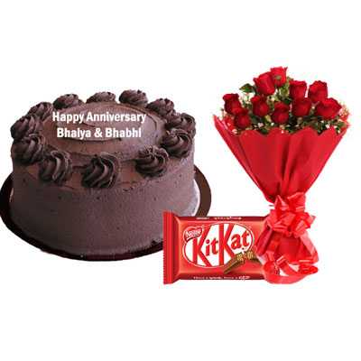 Eggless Chocolate Cake, Bouquet & Kitkat