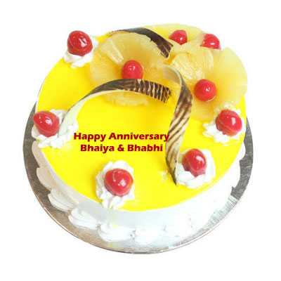 Anniversary Eggless Pineapple Cake