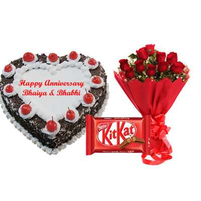 Heart Black Forest Cake, Bouquet & Kitkat