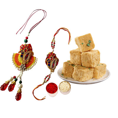 Lumba Rakhi Set with Soan Papdi