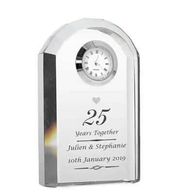 Personalized Silver Wedding Anniversary Clock