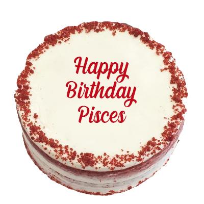 Happy Birthday Pisces Red Velvet Cake