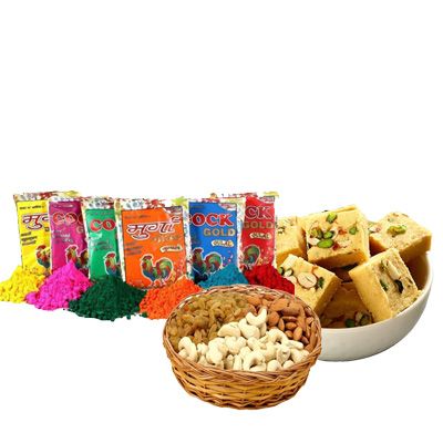 Holi Color with Soan Papdi & Mix Dry Fruits
