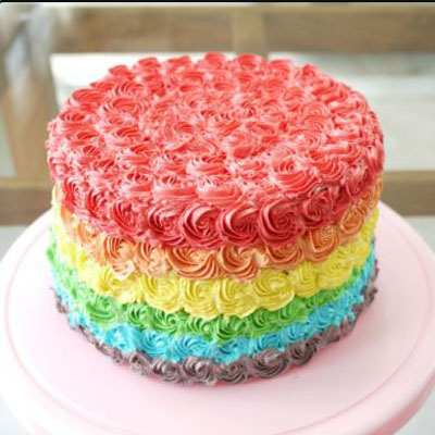 Delectable Rainbow Roses Cake
