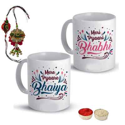 Lumba Rakhi Set with Bhaiya Bhabhi Mugs