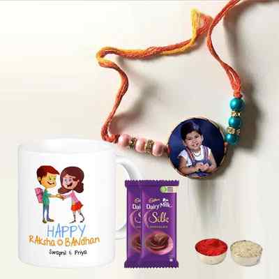 Personalized Rakhi with Mug & Silk