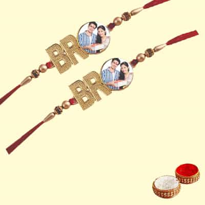 Personalized Metal Bro Rakhi Set