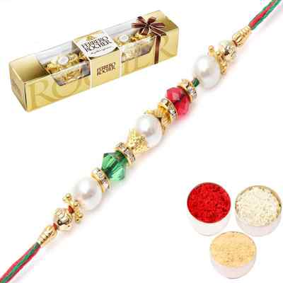 Ethic Pearl Rakhi with Ferrero