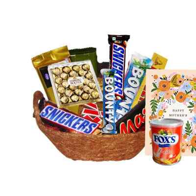 Basket of Imported Chocolates With Mothers Day Card